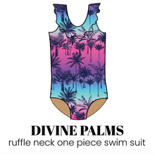 Load image into Gallery viewer, All Prints Swim Preorder Ruffle Neck One Piece Swim Suit