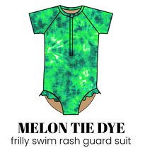 Load image into Gallery viewer, All Prints Swim Preorder Frilly One Piece Rashguard Suit