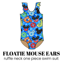 Load image into Gallery viewer, All Prints Swim Preorder Ruffle Neck One Piece Swim Suit