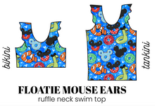 Load image into Gallery viewer, All Prints Swim Preorder Ruffle Neck Swim Top