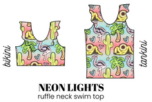 Load image into Gallery viewer, All Prints Swim Preorder Ruffle Neck Swim Top