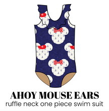Load image into Gallery viewer, All Prints Swim Preorder Ruffle Neck One Piece Swim Suit