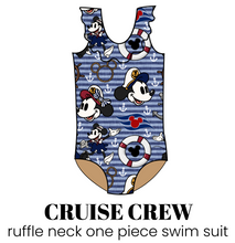 Load image into Gallery viewer, All Prints Swim Preorder Ruffle Neck One Piece Swim Suit