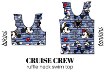 Load image into Gallery viewer, All Prints Swim Preorder Ruffle Neck Swim Top