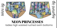 Load image into Gallery viewer, All Prints Swim Preorder Swim Ladies High Waisted Ruched Swim Bikini Bottoms