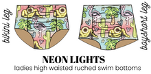 Load image into Gallery viewer, All Prints Swim Preorder Swim Ladies High Waisted Ruched Swim Bikini Bottoms