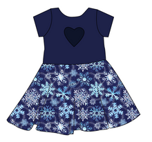 Load image into Gallery viewer, Sparkling Snow Molly Heart Back Twirly Dress
