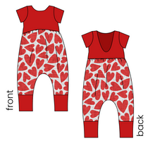 Load image into Gallery viewer, Carl's Hearts Low Back Romper and Bubble Romper