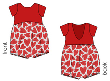 Load image into Gallery viewer, Carl's Hearts Low Back Romper and Bubble Romper