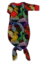 Load image into Gallery viewer, Fearsome Fliers Newborn Knotted Gown