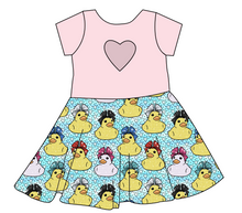 Load image into Gallery viewer, Cheer Ducks Molly Heart Back Twirly Dress
