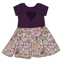 Load image into Gallery viewer, Kawaii Kitty Molly Heart Back Twirly Dress