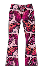 Load image into Gallery viewer, Musical Butterflies Kids Flared Leggings
