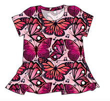 Load image into Gallery viewer, Musical Butterflies Ladies' Peplum Top