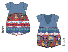 Load image into Gallery viewer, 90s Lion Quilt Low Back Romper and Bubble Romper