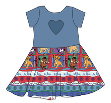 Load image into Gallery viewer, 90s Lion Quilt Molly Heart Back Twirly Dress
