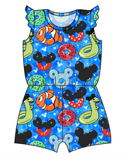 Load image into Gallery viewer, Floatie Mouse Ears Ivy Summer Romper