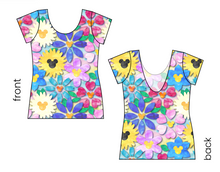 Load image into Gallery viewer, Mickey Flowers Ladies' Low Back Ballerina Tee