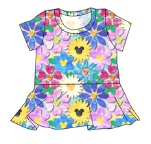 Load image into Gallery viewer, Mickey Flowers Ladies' Peplum Top