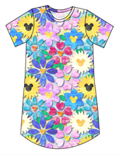 Load image into Gallery viewer, Mickey Flowers Ladies' T-Shirt Dress
