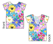 Load image into Gallery viewer, Mickey Flowers Low Back Ballerina Tee
