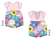 Load image into Gallery viewer, Mickey Flowers Low Back Romper and Bubble Romper