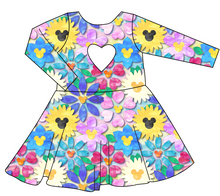 Load image into Gallery viewer, Mickey Flowers Molly Heart Back Twirly Dress