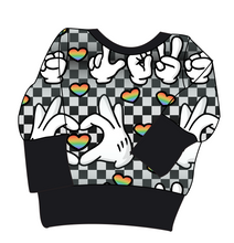 Load image into Gallery viewer, Mickey Love Signs Grow With Me Hoodie (or Crewneck)