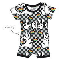 Load image into Gallery viewer, Mickey Love Signs Grow With Me Pants And Shorts Romper