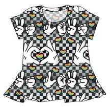 Load image into Gallery viewer, Mickey Love Signs Ladies' Peplum Top