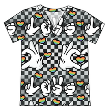 Load image into Gallery viewer, Mickey Love Signs Ladies' Slouchy V-Neck Tee