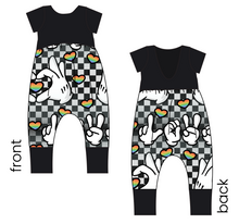 Load image into Gallery viewer, Mickey Love Signs Low Back Romper and Bubble Romper