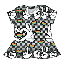 Load image into Gallery viewer, Mickey Love Signs Peplum Top