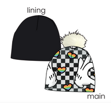 Load image into Gallery viewer, Mickey Love Signs Slouchy Beanie (Reversible!)