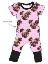 Load image into Gallery viewer, Floral Mouse Ears Grow With Me Pants And Shorts Romper