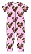 Load image into Gallery viewer, Floral Mouse Ears Ladies T-Shirt Romper