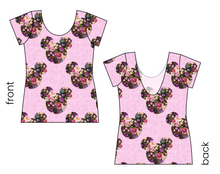 Load image into Gallery viewer, Floral Mouse Ears Ladies' Low Back Ballerina Tee