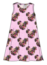 Load image into Gallery viewer, Floral Mouse Ears Ladies' Swing Dress