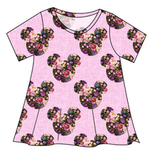 Load image into Gallery viewer, Floral Mouse Ears Ladies' Swing Tee