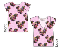 Load image into Gallery viewer, Floral Mouse Ears Low Back Ballerina Tee