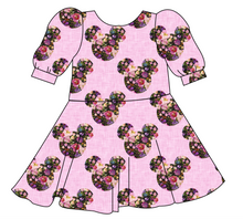 Load image into Gallery viewer, Floral Mouse Ears Prairie Dress
