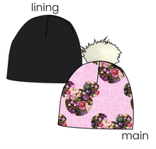 Load image into Gallery viewer, Floral Mouse Ears Slouchy Beanie (Reversible!)