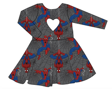 Load image into Gallery viewer, Spectacular Spidey Molly Heart Back Twirly Dress