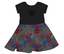 Load image into Gallery viewer, Spectacular Spidey Molly Heart Back Twirly Dress