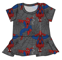 Load image into Gallery viewer, Spectacular Spidey Peplum Top