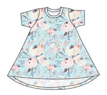 Load image into Gallery viewer, Icy Floral Basic T-Shirt Dress