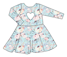 Load image into Gallery viewer, Icy Floral Molly Heart Back Twirly Dress