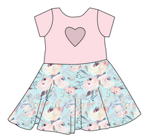 Load image into Gallery viewer, Icy Floral Molly Heart Back Twirly Dress