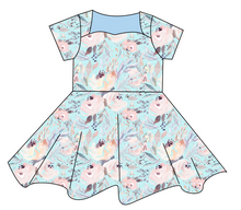 Load image into Gallery viewer, Icy Floral Sweetheart Twirly Dress