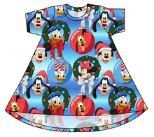 Load image into Gallery viewer, Mouse Friends Holiday Basic T-Shirt Dress